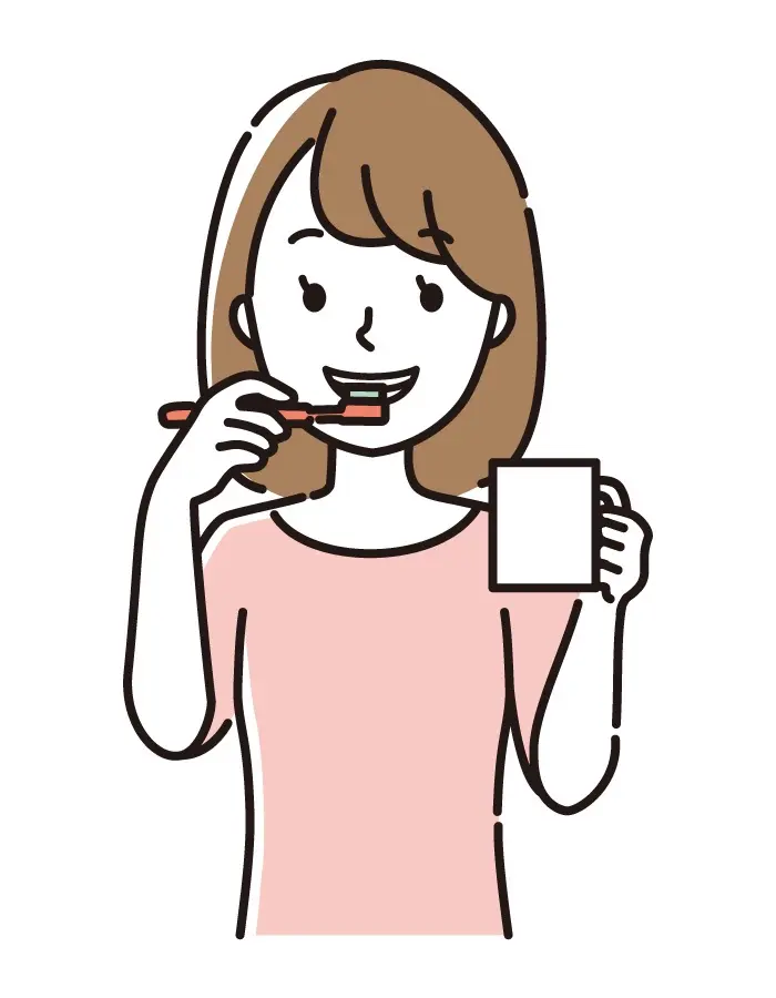 歯を磨いている女性のイラスト