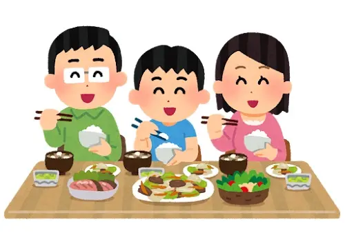 家族で食事をしている画像