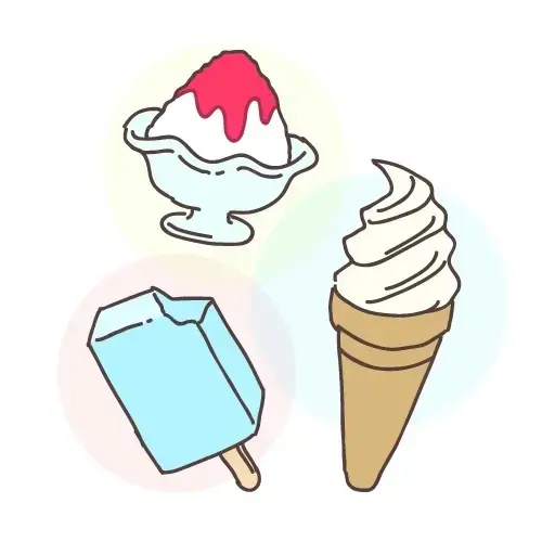 かき氷、アイスクリーム、ソフトクリームのイラスト