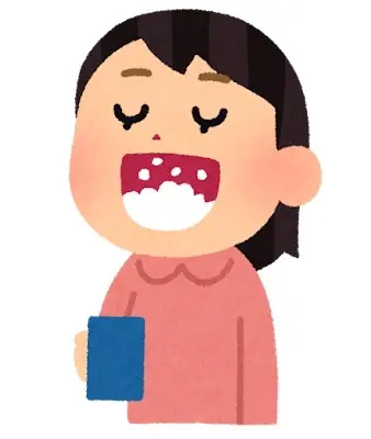 うがいをしている女性のイラスト