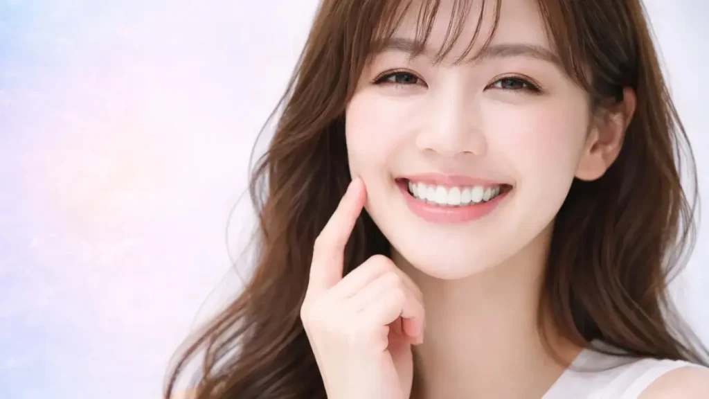 美しい歯並びと自然な笑顔の女性のイラスト