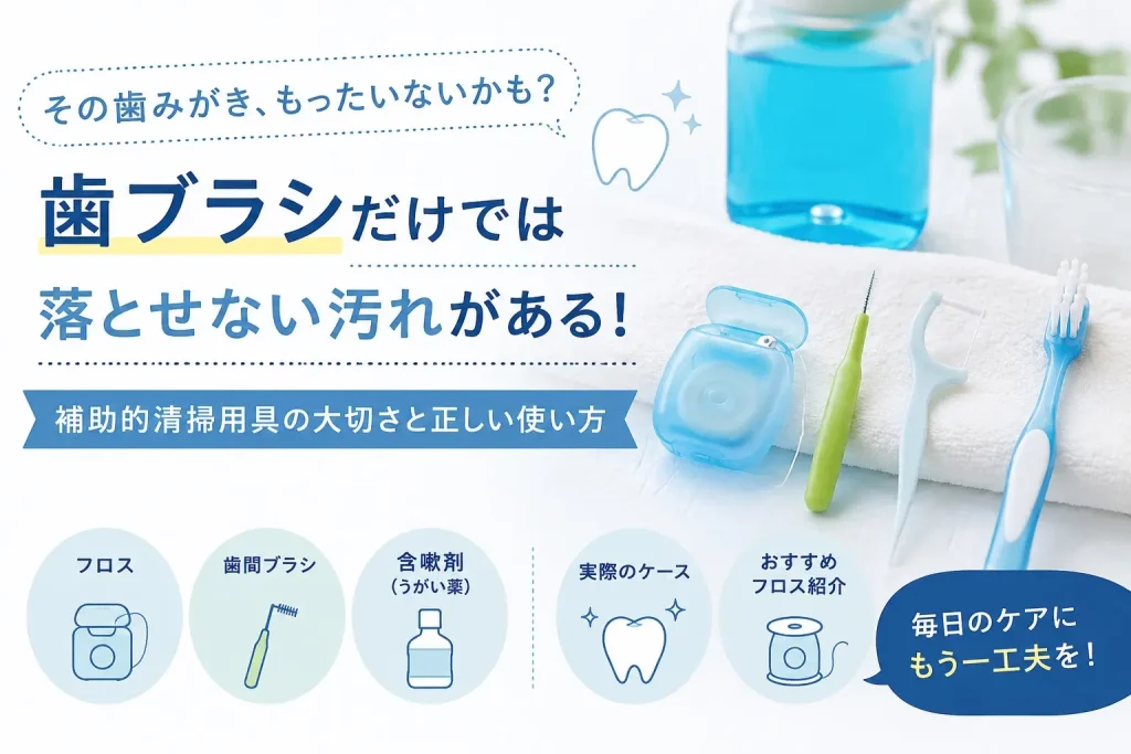 歯ブラシだけでは落とせない汚れと補助清掃用具の紹介画像