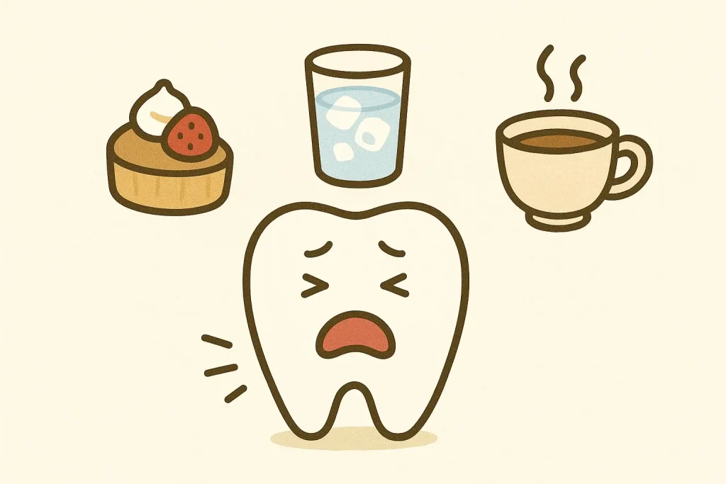 甘いもの、冷たいもの、温かいもので染みている歯の画像