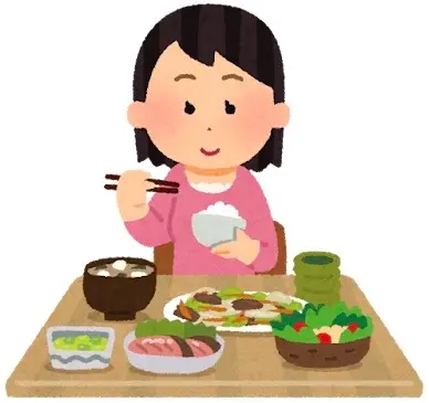 食事をしている女性のイラスト