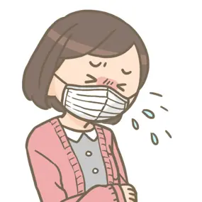 風邪を引いている女性のイラスト