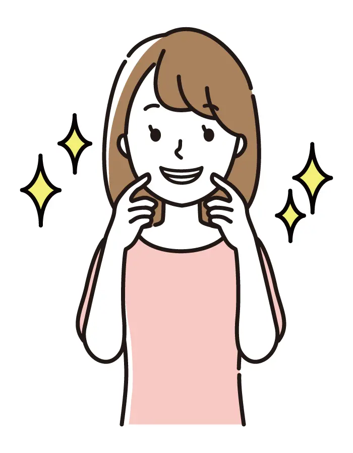 笑顔で口元を指差す女性のイラスト