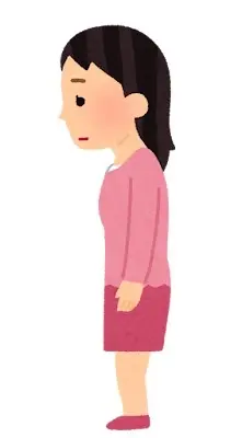 猫背で前かがみの姿勢をしている女性のイラスト