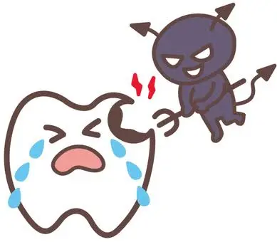 虫歯菌が歯を攻撃しているイラスト
