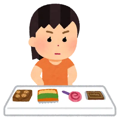 お菓子を選んでいる女の子のイラスト