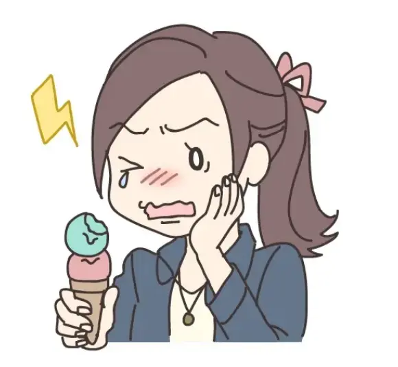 知覚過敏で歯が染みている女性のイラスト