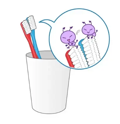 菌が繁殖している歯ブラシの画像