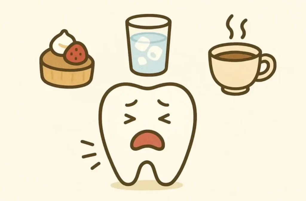 甘いもの、冷たいもの、温かいものでしみている歯の画像